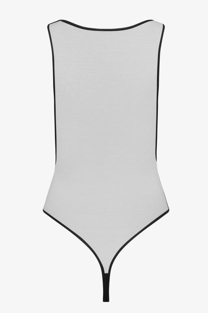 Sheer V-neck one-piece swimsuit - Minuit