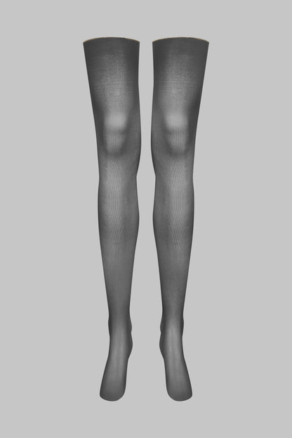 Lurex 20D rolled seam stockings - Black/Gold - Legwear