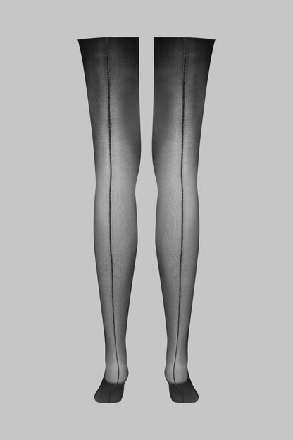 Bas coupés roulés coutures Lurex 20D - Noir/Argent - Legwear