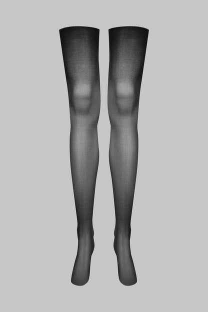 Bas coupés roulés coutures Lurex 20D - Noir/Argent - Legwear