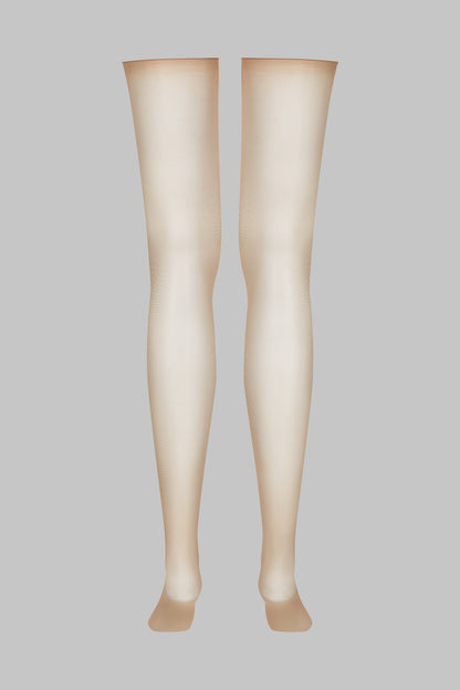 20D Silky Veil Rolled Cut Stockings - Nude - Legwear