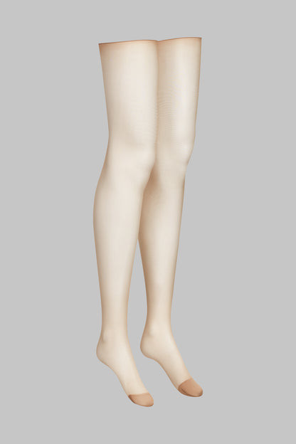 20D Silky Veil Rolled Cut Stockings - Nude - Legwear