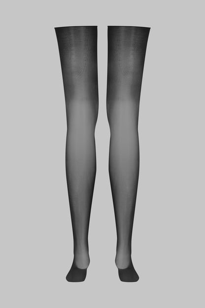 Glossy cut and curl stockings 20D - Black - Legwear