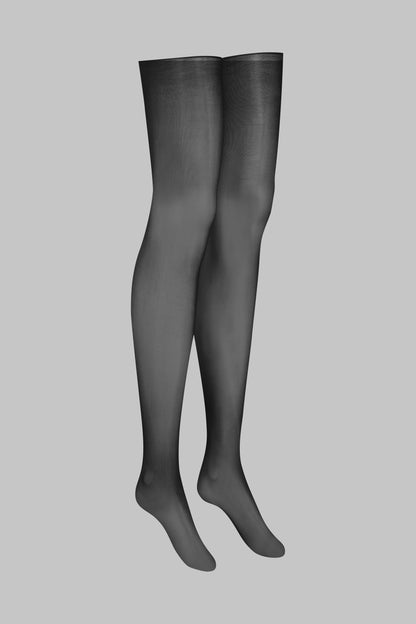 Glossy cut and curl stockings 20D - Black - Legwear