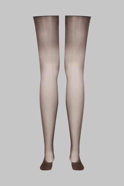 Glossy cut and curl stockings 20D - Brown - Legwear