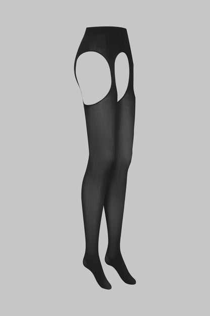 Maison Close l Black Open Tights Garter Belt 70D - Legwear Maison Close l Black Open Tights Garter Belt 70D - Legwear