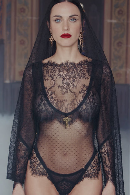 Lace veil string bodysuit - Inspiration Divine