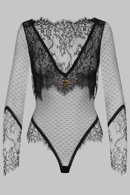 Lace veil string bodysuit - Inspiration Divine